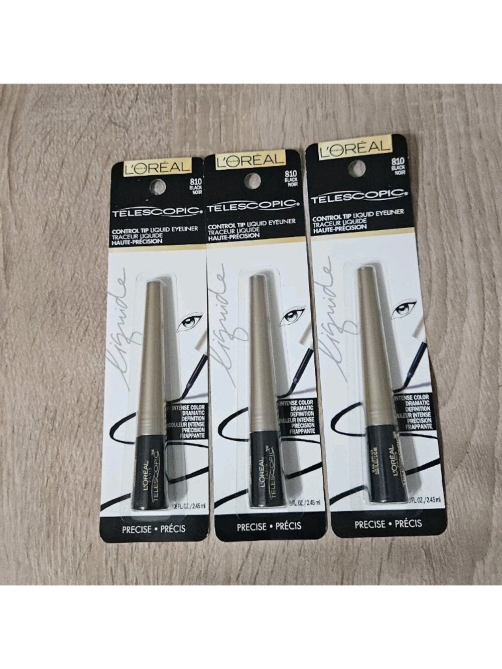L'Oreal Paris Telescopic Precision Liquid Eyeliner 810 Black 0.08oz, 3 Pack